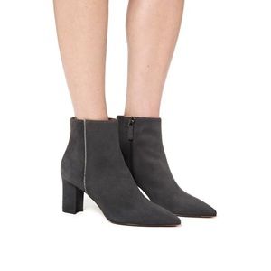 Aquatalia Maia Gray Suede Pointed Toe Boots Size 9